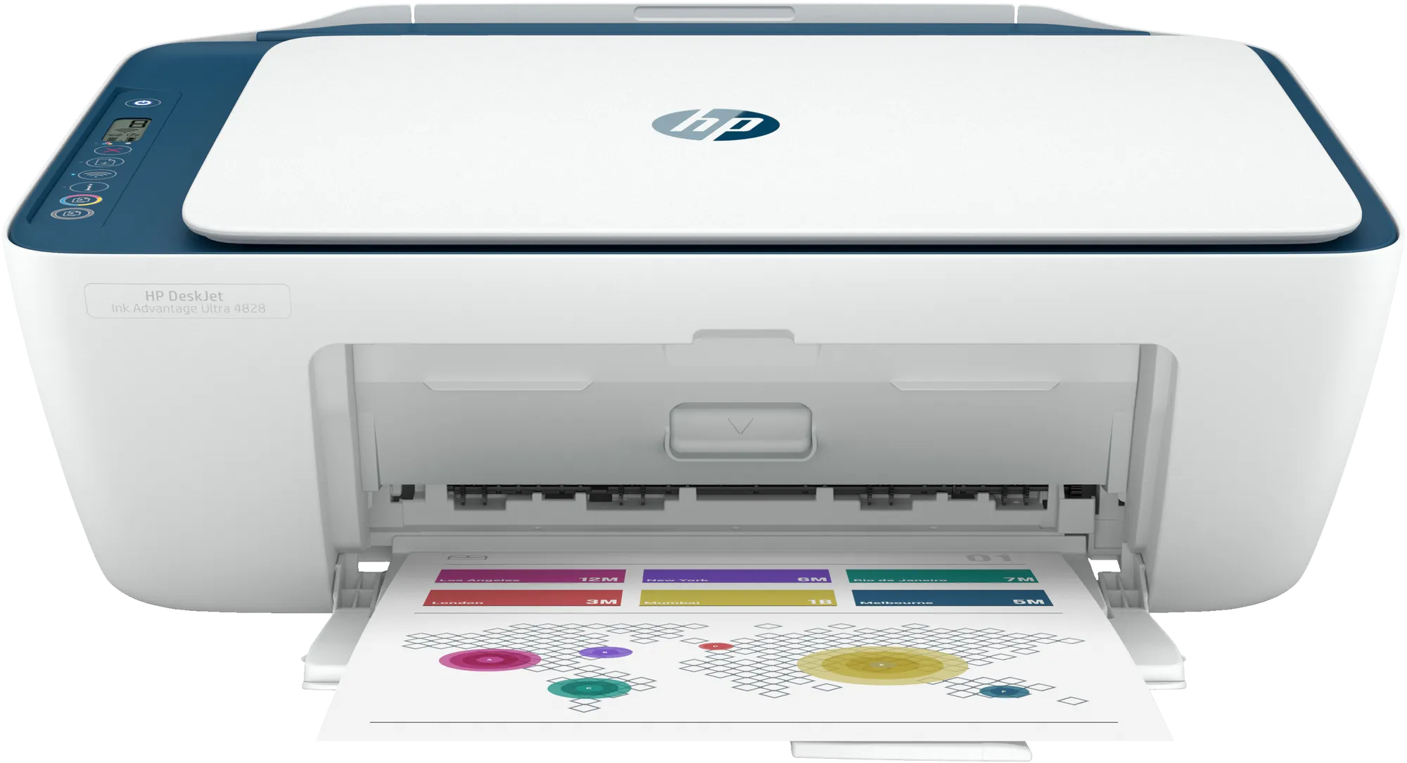 HP DeskJet IA Ultra 4828 AiO Printer A4 Ink; Print; copy; scan; wireless; 7.5 ppm (black) and 5.5 ppm (color).