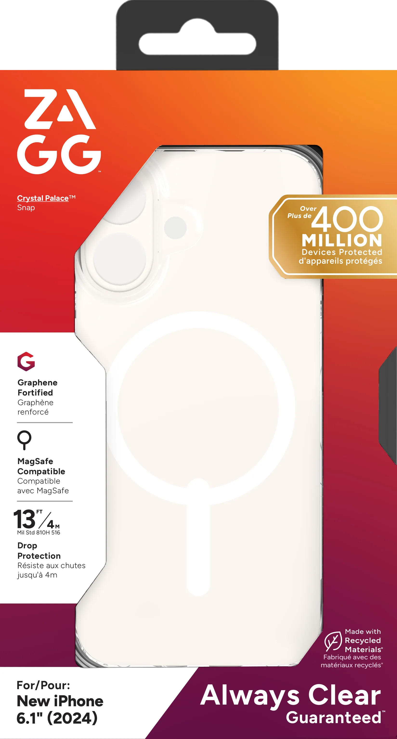 ZAGG Cases Crystal Palace Snap Apple iP16  Clear