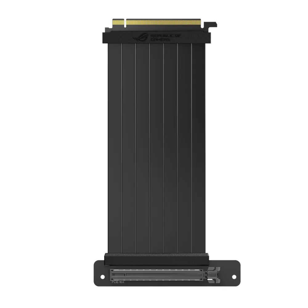 ROG Strix 240 mm PCI-E 3.0 x 16 Riser Cable with 90 degree adapter; patent SafeSlot™ design; EMI Shielding