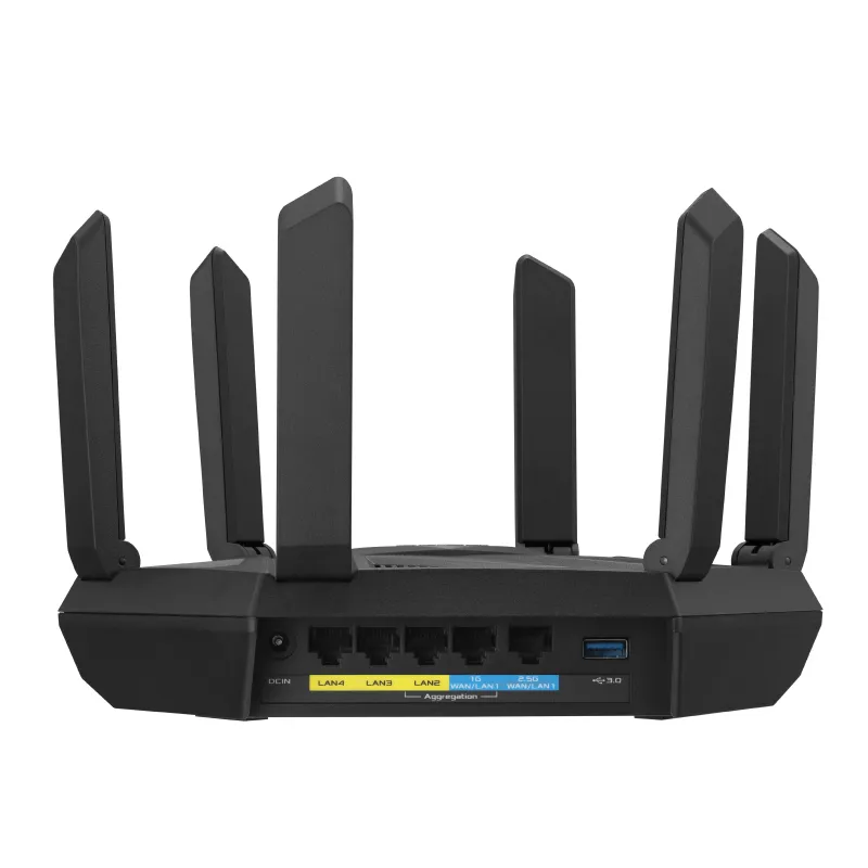 Asus ROUTER/Gaming/2.4GHz 2x2/5GHz 4x4/6GHz 2x2/574+4804+2402Mbps/2xWAN/5xLAN/1xUSB/. AiMesh/AiProtection/VPN/