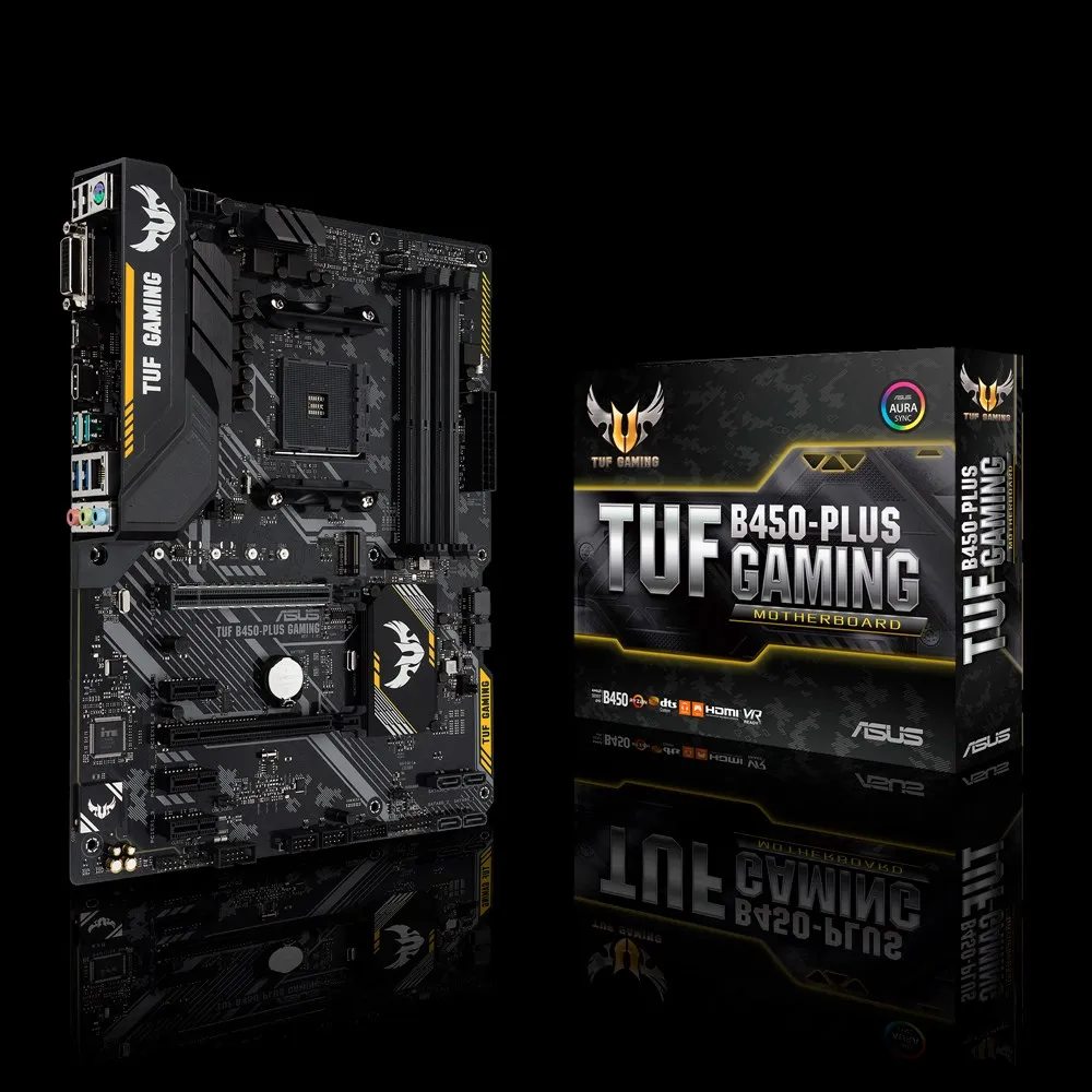 TUF B450-PLUS GAMING AMD AM4; 4x DDR4; 1 x PCIe 3.0/2.0 x16 + 1 x PCIe 2.0 x16 (@x4 mode) PCIe x1 Slot X4; 6x SATA; 1 x HDMI + 1