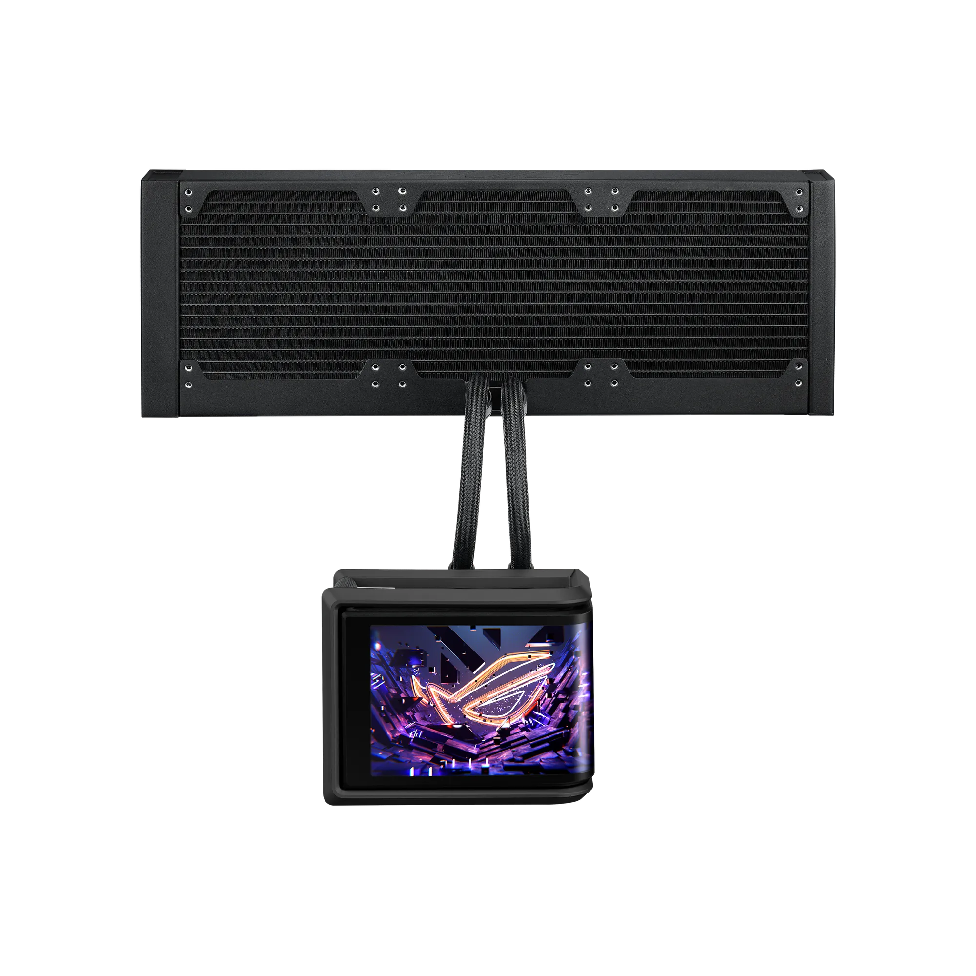 Asus Cooler Water block dimention:133X105X123mm. Block Material:Copper. Radiator Dim:394x140x32mm. Intel: LGA1700/1851/AM4/AM5