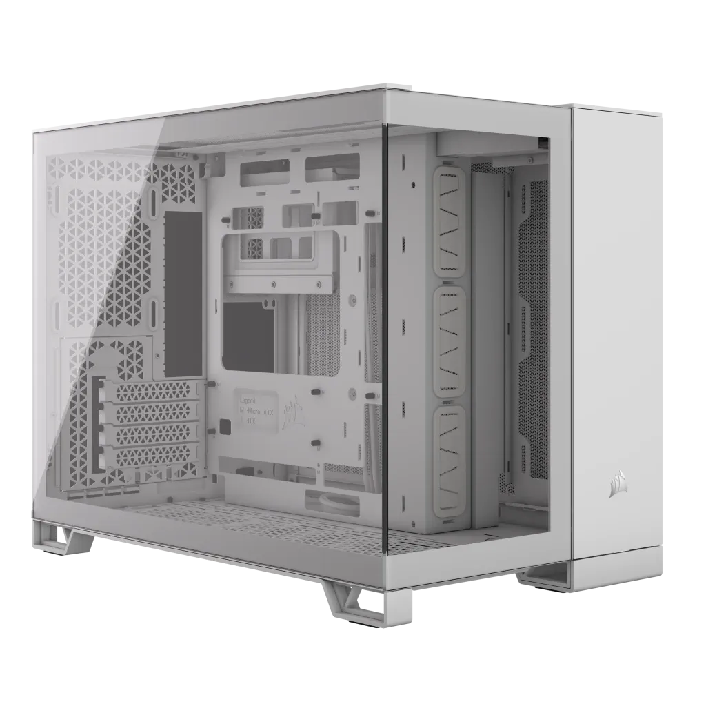 2500X Micro ATX Dual Chamber PC Case;Supports BTF;  White.