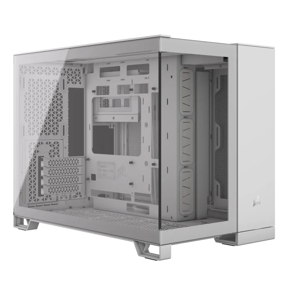 2500X Micro ATX Dual Chamber PC Case;Supports BTF;  White.