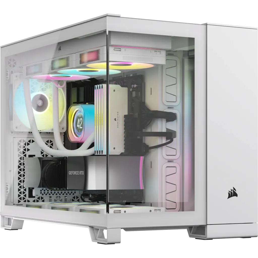 2500X Micro ATX Dual Chamber PC Case;Supports BTF;  White.