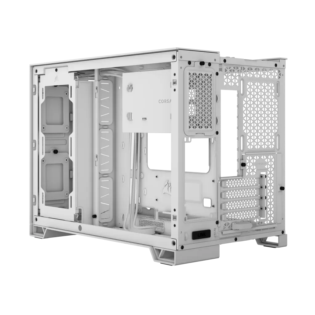 2500X Micro ATX Dual Chamber PC Case;Supports BTF;  White.