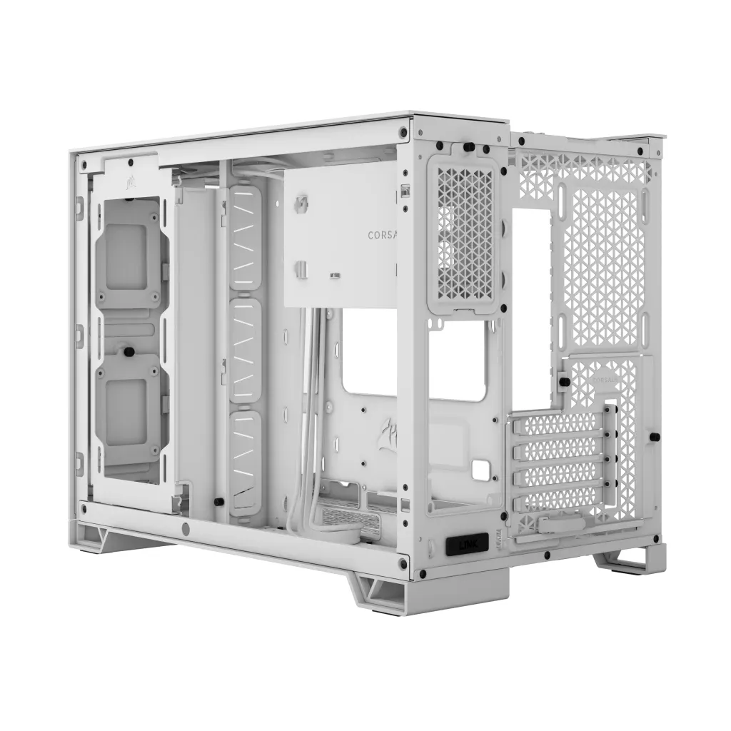 2500X Micro ATX Dual Chamber PC Case;Supports BTF;  White.