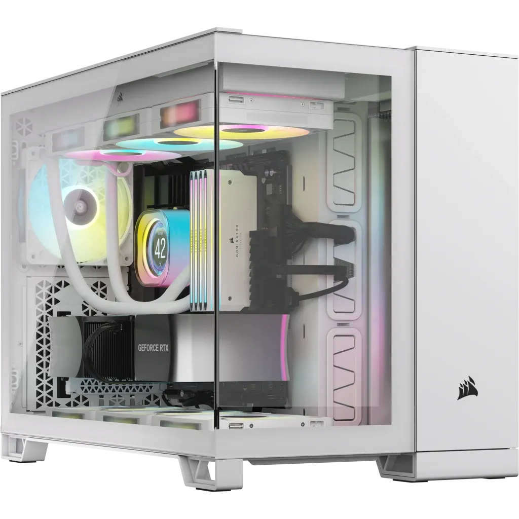 2500X Micro ATX Dual Chamber PC Case;Supports BTF;  White.