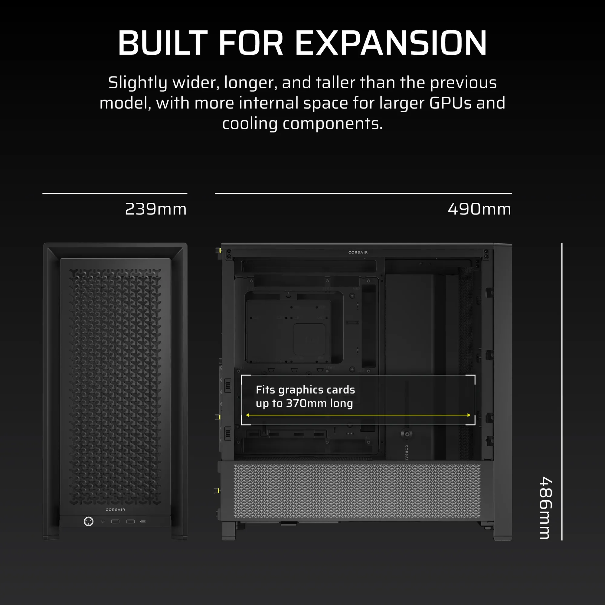 FRAME 4000D Black Mid-Tower PC Case; 2x 3.5'' |  2x 2.5'' Drive Bays; Up to 360mm Radiator compatible; No Fans