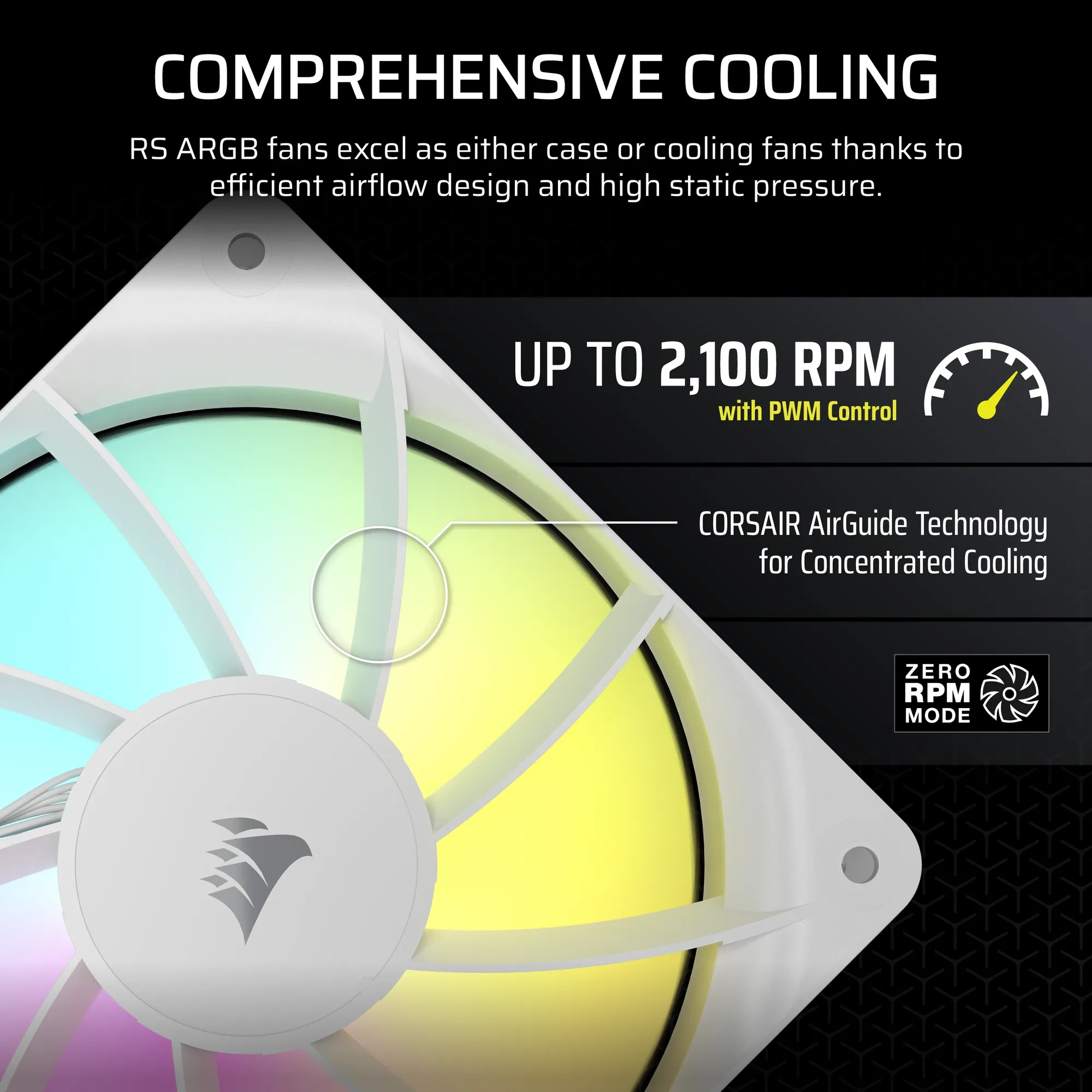 CORSAIR RS120 ARGB 120mm PWM Fans Triple Pack – White