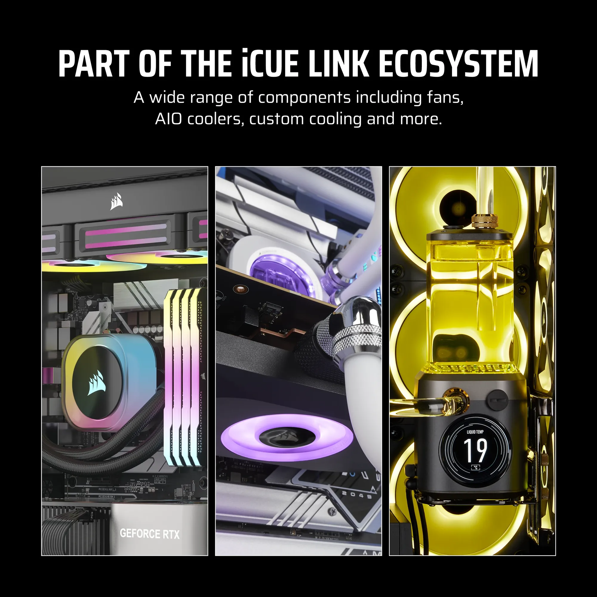 CORSAIR LX-R RGB Series; iCUE LINK LX120-R RGB White; 120mm RGB Fan; Triple Fan Kit.