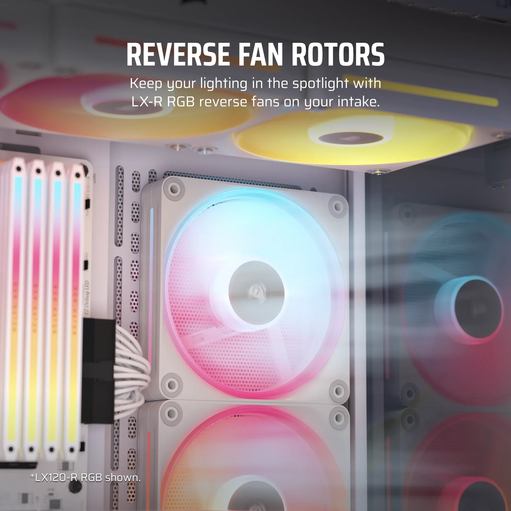 CORSAIR LX-R RGB Series; iCUE LINK LX140-R RGB White; 140mm RGB Fan; Single Fan.