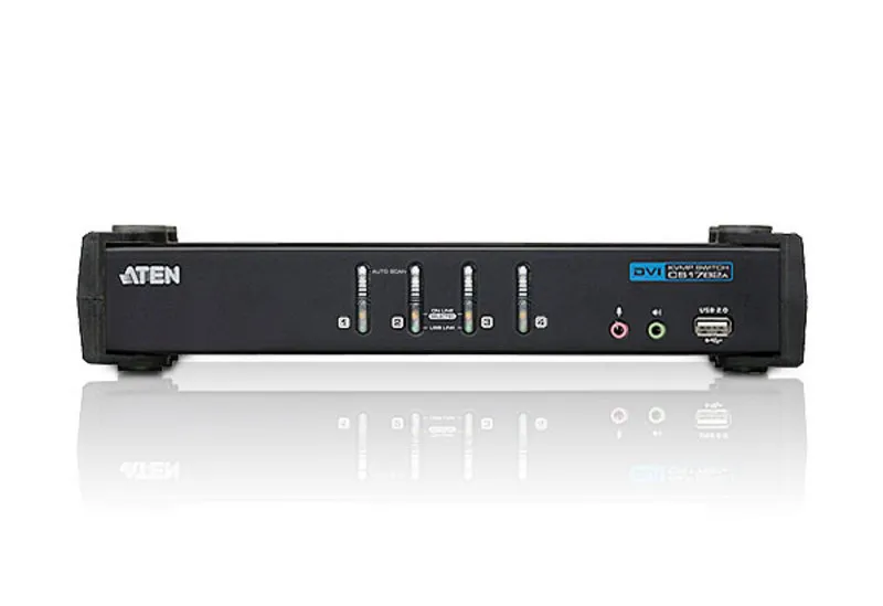 ATEN 4-Port USB2.0 DVI/Audio KVMP Switch/W/(US/EU/OUT) ADP. ATEN Cables Included