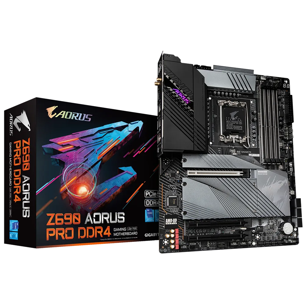 Gigabyte Aorus Pro Intel® Z690 Chipset for 12th Gen LGA 1700; 4x DDR4; 4x M2 G4 ; WiFi+BT; DP; ATX