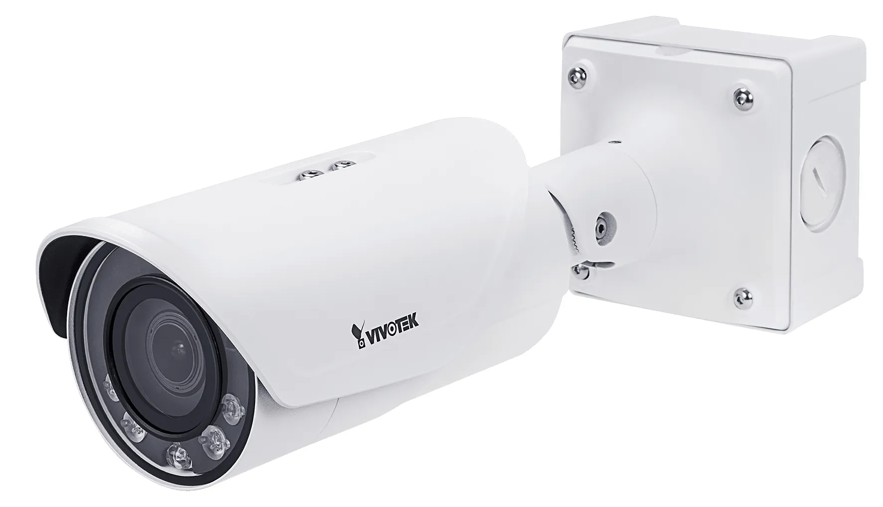 Vivotek Outdoor IK10 Bullet with Conduit Box; 2MP H.265; 4-9mm Remote Focus; 50M IR; WDR PRO 2; IO.