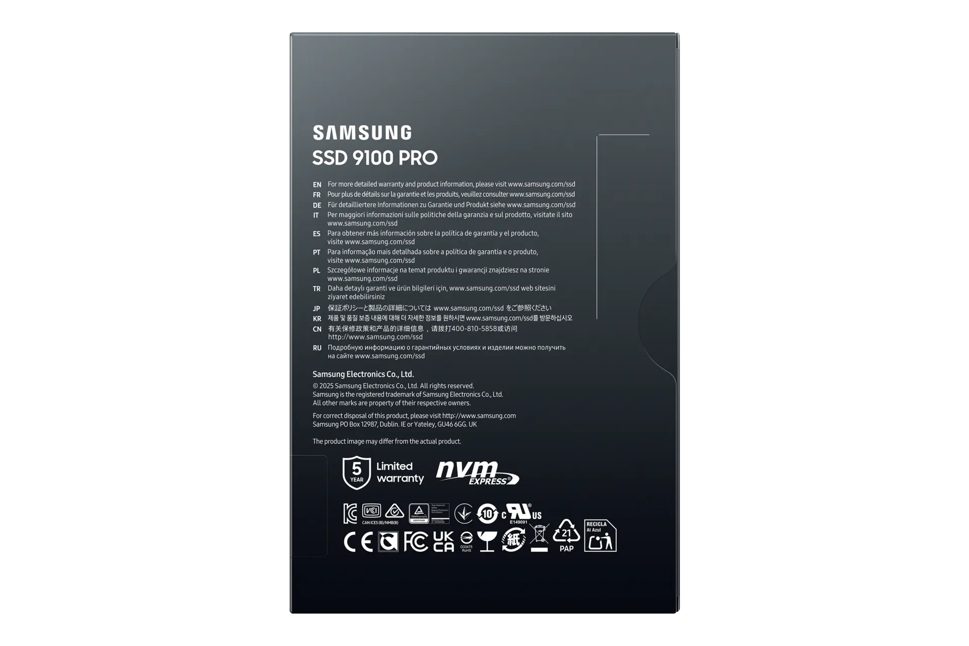 Samsung MZ-VAP1T0BW 9100 PRO 1 TB NVMe SSD - Read Speed up to 14 700 MB/s; Write Speed to up 13 300 MB/s; Random Read up to 1 85