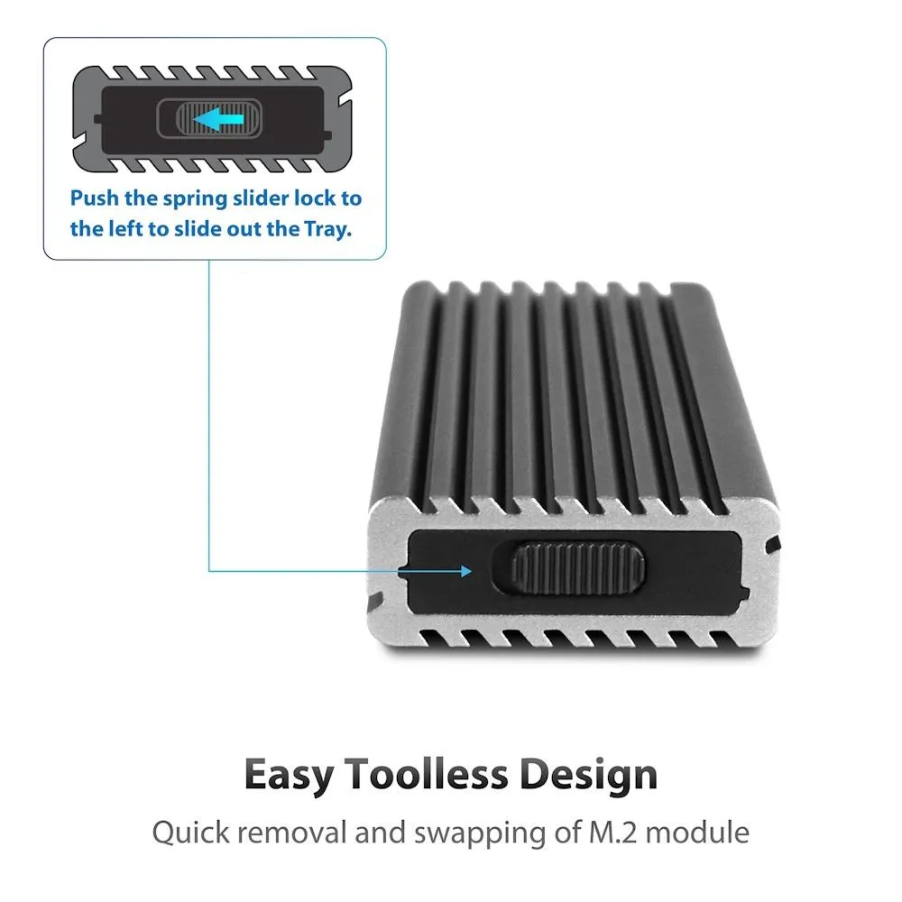 M.2 NVMe SSD To USB 3.2 Gen 2x1 Type C Enclosure; Revised Toolless