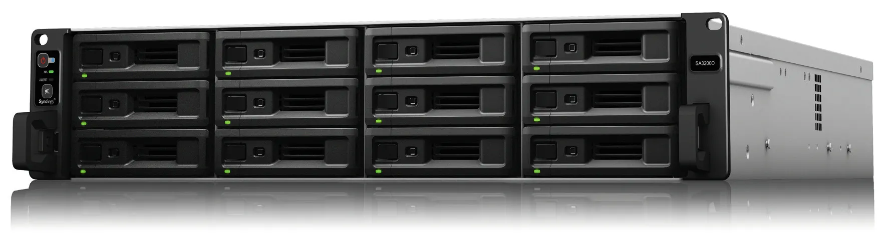 RackStation 12 bay (up to 36-bay); 4 Core 2.4GHz; 8GB DDR4 ECC UDIMM RAM (up to 64GB); 2x GbE LAN; 1x 10GbE LAN;