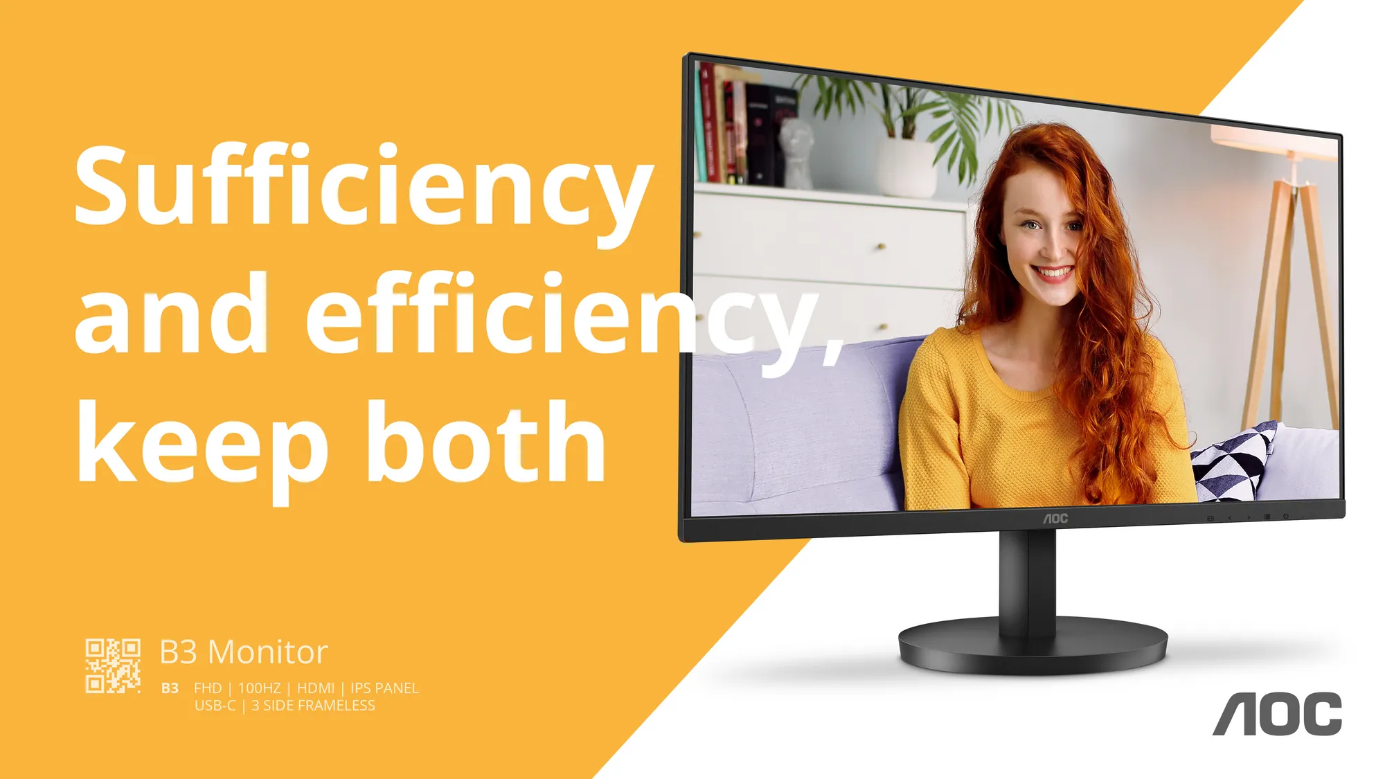 AOC U27B3CF Monitor 27 inch|IPS 4K UHD 3840x2160 60Hz|USB-C 65w|HDMI DP|300nits|Ergo Stand|Speakers - additional product image 13