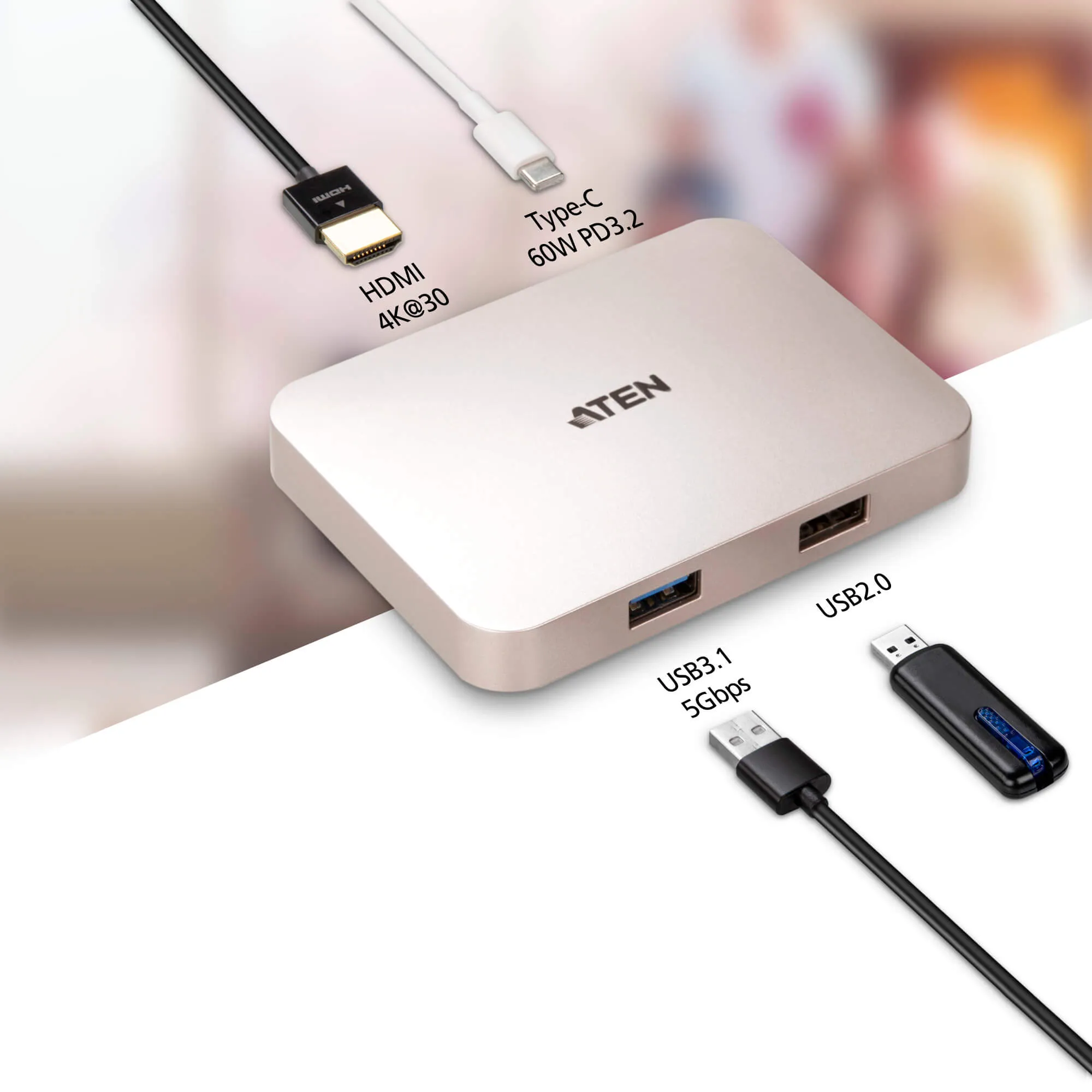 USB-C 4K Ultra Mini Dock with Power Pass-through.
