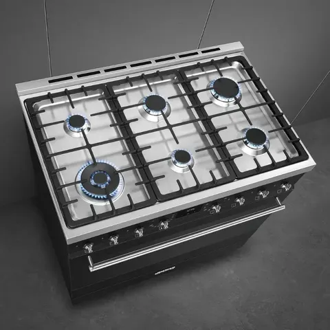 smeg-90cm-matt-black-gas-electric-cooker-c9mambssa2-top-view