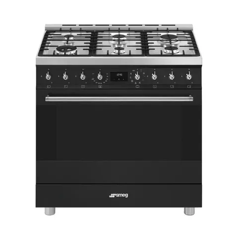 smeg-90cm-matt-black-gas-electric-cooker-c9mambssa2