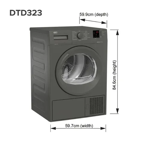 Defy 9kg Manhattan Grey Heat Pump Dryer Dtd323 01