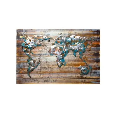 The World On Wood 3d Metal Oil Painting Fam 1173wm