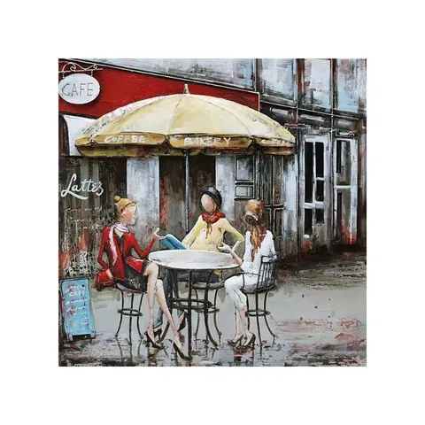 Ladies The Cafe 3d Metal Oil Painting Fam 1332