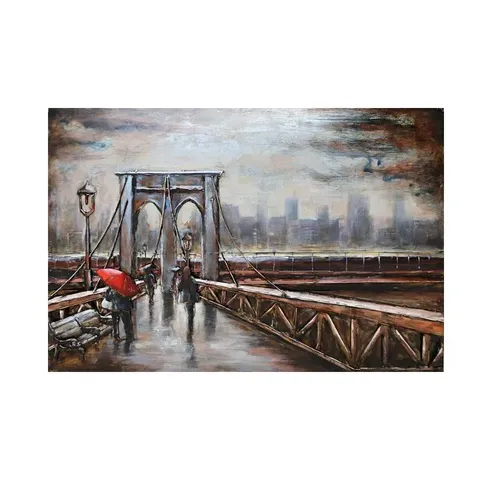 walking-the-bridge-3d-metal-oil-painting-fam-1362