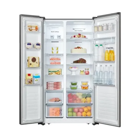 Hisense 508l Titan Inox Side By Side Fridge H670sit Wd Open Full