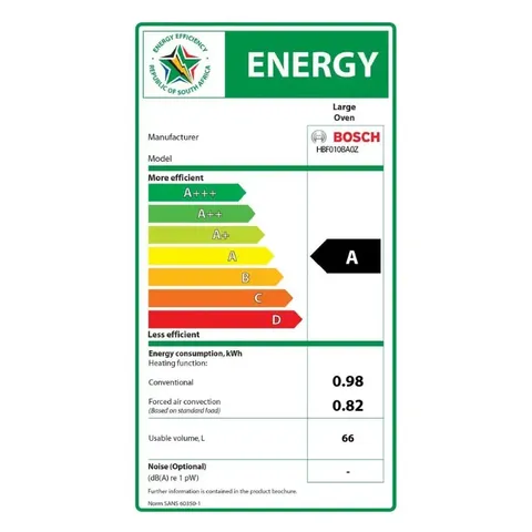 Bosch 60cm Built In Oven Hbf010ba0z Energy Label