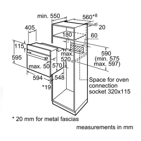 Bosch 60cm Series 2 Eye Level Built In Oven Hbf010br1z Installation 