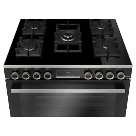 Bosch 90cm Black Gas Cooker Hjy5g7v60z Top View