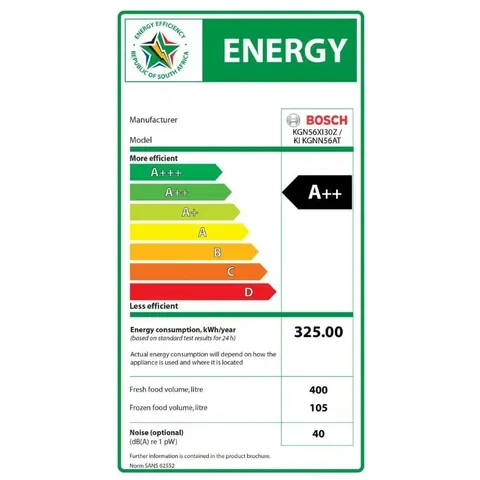 Bosch 505l Bottom Freezer Kgn56xi30z Energy Rating