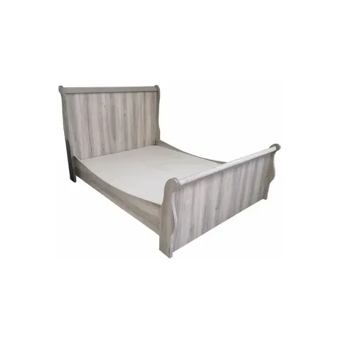 Kitkon White Wash Sleigh Double Bed Base