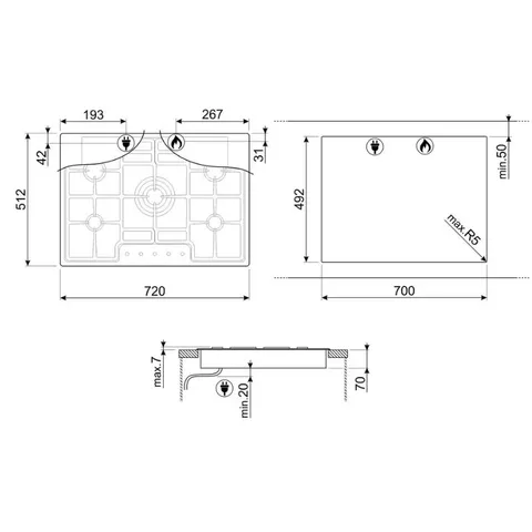 smeg-70cm-ultra-low-profile-gas-hob-pgf75sa-installation