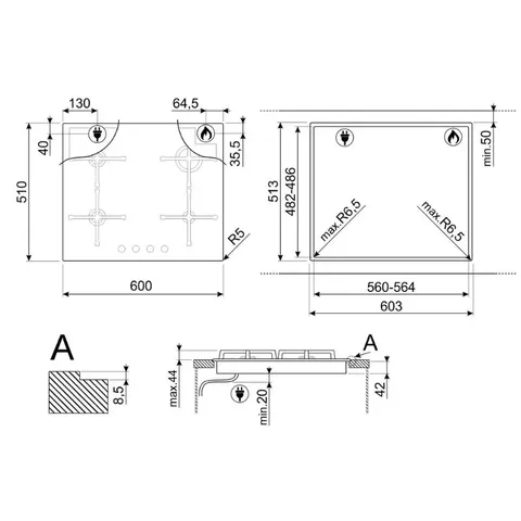 smeg-60cm-gas-on-glass-hob-pv364nsa-installation
