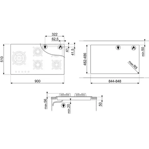 smeg-90cm-classic-gas-hob-pv395lnsa2-installation