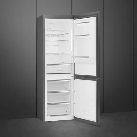 smeg-324l-dark-inox-bottom-freezer-rc33knza-open