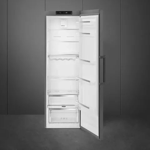 smeg-380l-dark-inox-upright-fridge-rl39knza-open