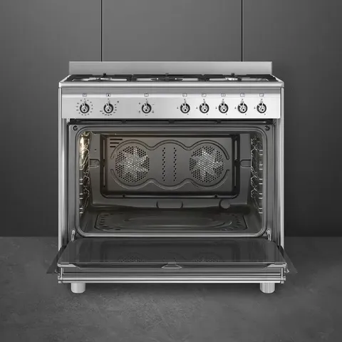 smeg-90cm-stainless-steel-classica-gas-cooker-ssa91ggx2-open-empty