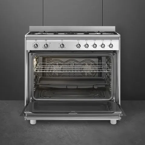 smeg-90cm-stainless-steel-classica-gas-cooker-ssa91ggx2-open