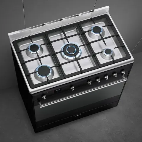 smeg-90cm-glossy-black-gas-electric-cooker-ssa91mabl2-top-view