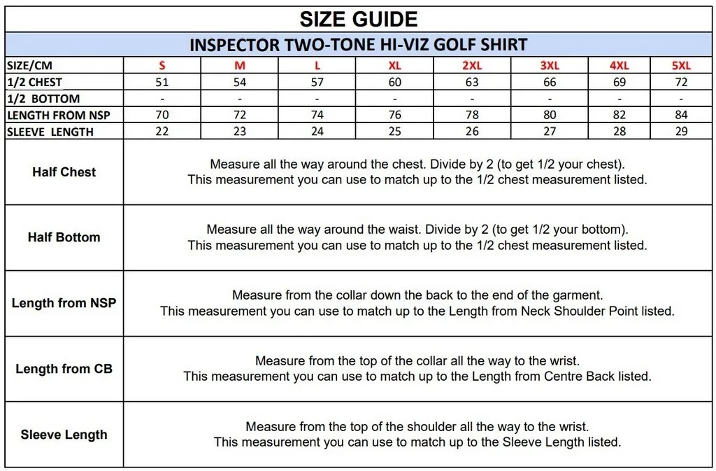 Inspector Two Tone Hi Viz Golf Shirt
