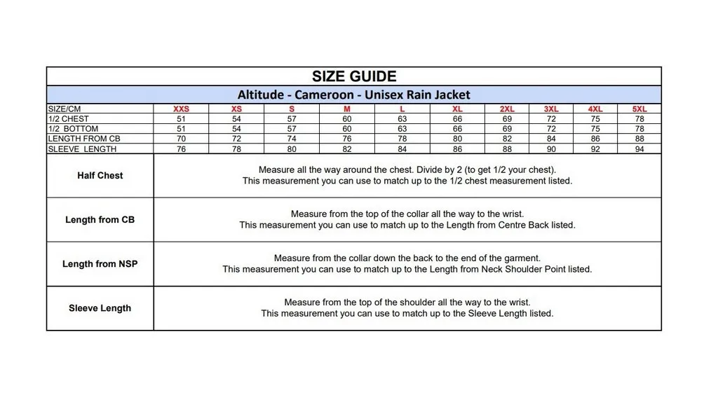 Unisex Cameroon Rain Jacket