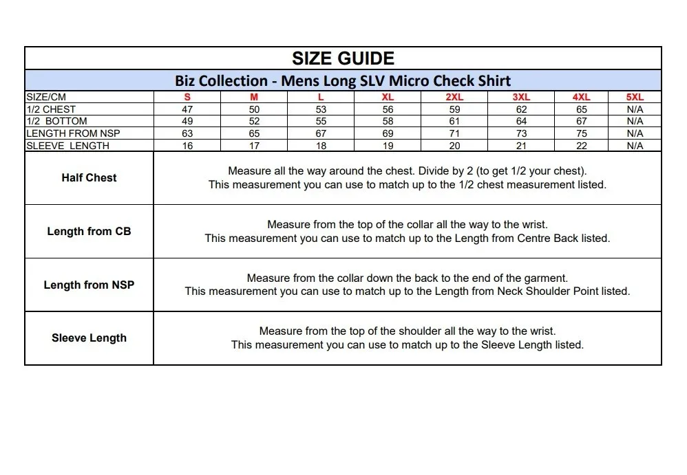 Mens Long Sleeve Micro Check Shirt