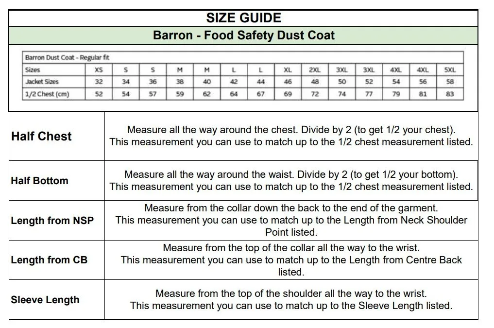 Barron Food Safety Dust Coat