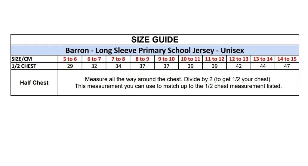 Unisex Long Sleeve School Jersey