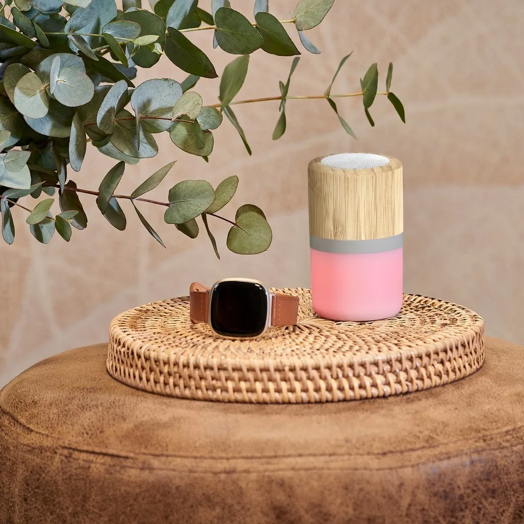 Okiyo Heiwa Bamboo Bluetooth Speaker And Light